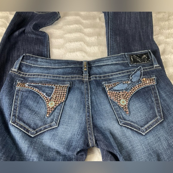 Robins Jeans Women’s Size 30 Angel Wing Pink Crystal Denim Jeans Made In USA - Picture 8 of 16
